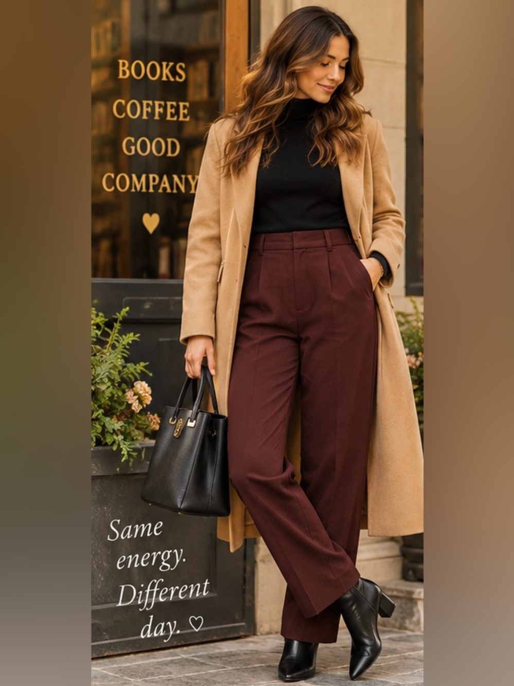 a new day High-Rise Wide Leg Trousers in Burgundy